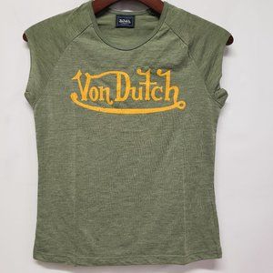 Von Dutch Junior Size Medium Pullover Green Casual T Shirt Top - NWOT